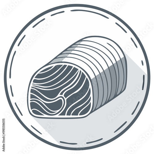 Salmon fish fillet icon graphic with long shadow