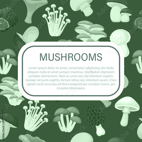 Seamless vector pattern with mushrooms. Modern cartoon-style background, nature illustration with mushrooms. Suitable for children's clothing, autumn decorations, and Thanksgiving cards.