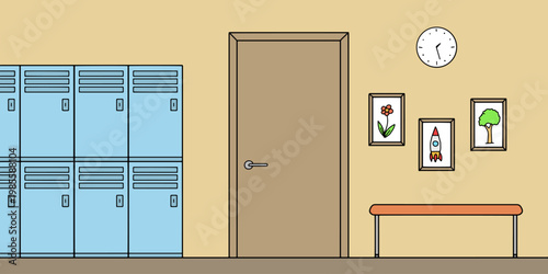 School corridor lobby graphic color interior sketch illustration vector 