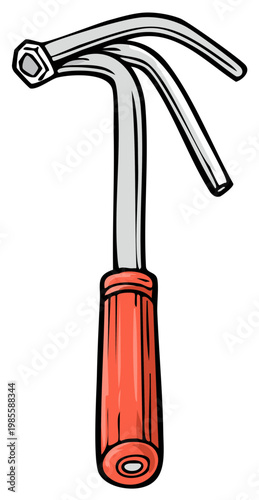 Cartoon Style Garden Claw Tool, Orange Handle with Metal Tines, Hand Tool for Cultivating Soil