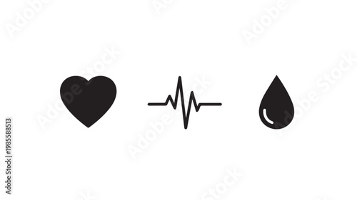 Medical symbols for heart and blood donation