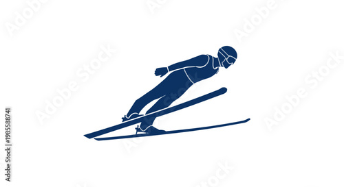 Skiing Man Silhouette Illustration.