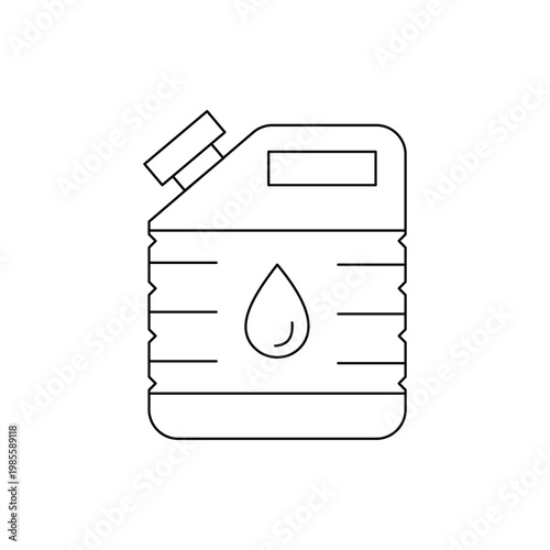Industrial gallon jug with oil drop symbol for fuel or chemical vector minimal line icon.Editable stroke, Vector illustration, Line art Icon, Symbols.