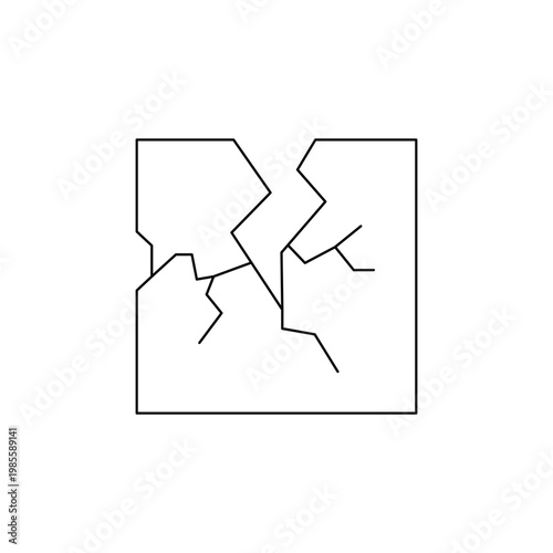 Cracked ground or broken wall texture showing damage and earthquake vector minimal line icon.Editable stroke, Vector illustration, Line art Icon, Symbols.