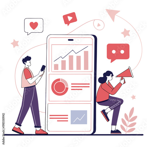 Social Media Marketing Strategy Flat Vector Illustration