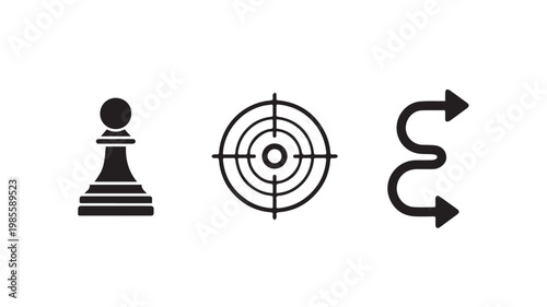 Strategic planning and targeting concept with pawn and bullseye icons