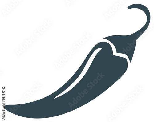 Minimalist chili pepper icon representing spicy food flavor and cooking ingredient concepts