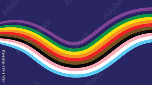 Pride Background with LGBTQ Inclusive Pride Flag Colours. Rainbow Stripes Wallpaper for LGBT Pride Month. Vector Illustration.