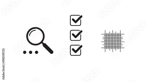 Checklist and Magnifying Glass Icons for Quality Control and Inspection