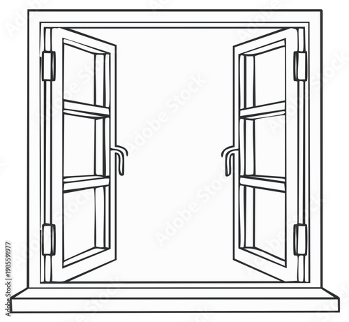 Open window with clear panes and simple frame offering an unobstructed view