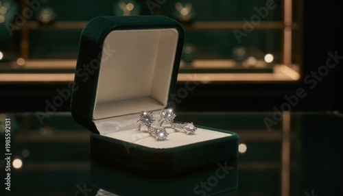 Open velvet jewelry box showcasing sparkling diamond rings, a symbol of luxury and enduring love