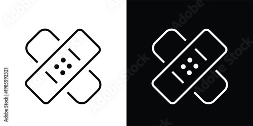 Band aid icon in black and white colors