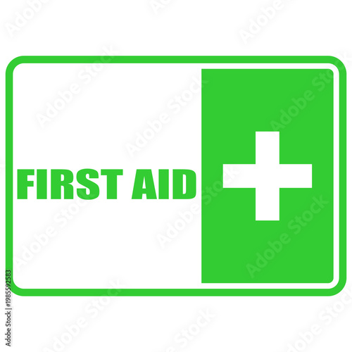 First Aid kit. Located Here. Sign vector