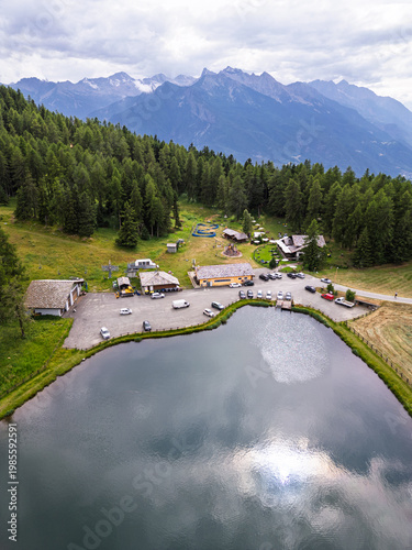 Aerial view of Col de Joux, Aosta Valley, Italy