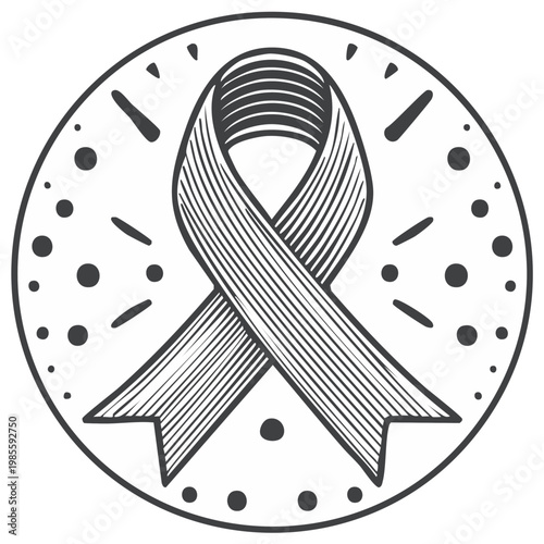 Line art Ribbon within circle for healthcare and awareness graphic illustration