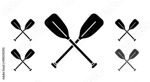 Crossed Paddles Icon Set - Canoe, Kayak, Rowing, Boating Graphics