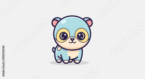 Cute blue cartoon bear cub with big golden eyes and dark outlines in a clean charming vector style; perfect for kids' illustrations and designs
