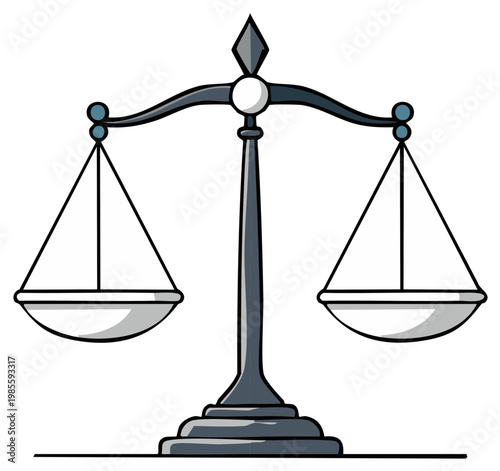 Vintage Justice Scales Illustration Isolated on White Background