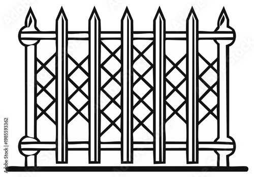 Ornate Decorative Metal Fence with Spikes and Lattice Work Pattern