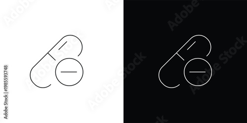 Black and white line art of two capsules