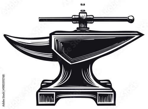Blacksmith anvil with heavy duty vise and handle for metalworking crafting