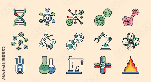 A minimalist illustration of a beaker containing a brain, symbolizing research, innovation, and the study of the human mind. Ideal for science-related