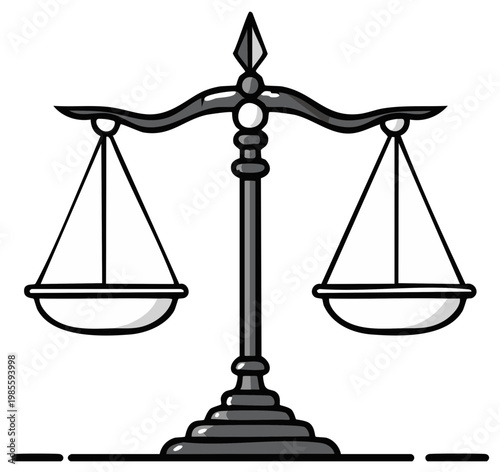 Illustrated Justice Scale Symbol for Law, Balance, Equality, and Legal Concepts