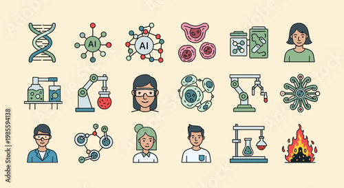 This illustration conveys scientific research and discovery. Ideal for representing innovation, education, or medical concepts in articles, websites, 