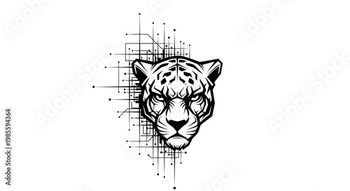 Illustration of a snow leopard's face.