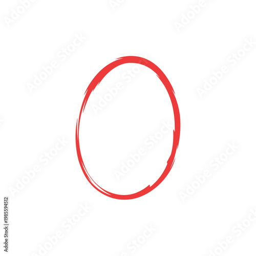 A single rough red circle on a stark white background