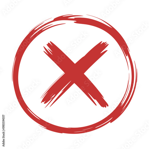 A bold red circle with a diagonal cross symbolizing negation or rejection
