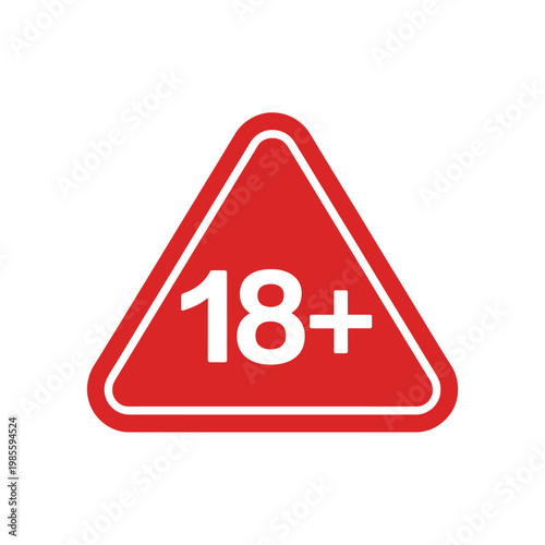 Red triangular warning sign displaying 18 indicating mature content