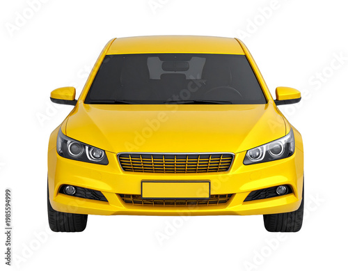 3d yellow sport car model isolated on transparent background