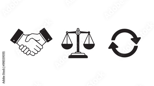 Justice and Partnership Business Icons