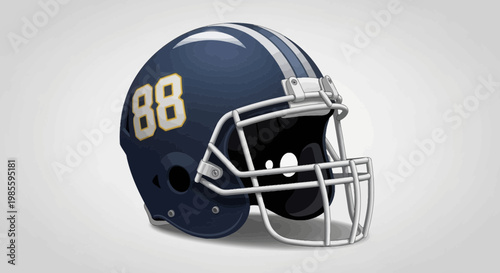 American football helmet with number 88 illustration against a swirling contoured background in cartoon style for sports design projects