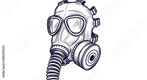 Hand Drawn Sketch of a Gas Mask