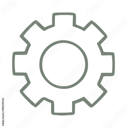Gear Icon Settings, Technical Process Management, Mechanical Engineering Gearwheel, System Optimization, Hand Drawn Doodle Vector Illustration Art