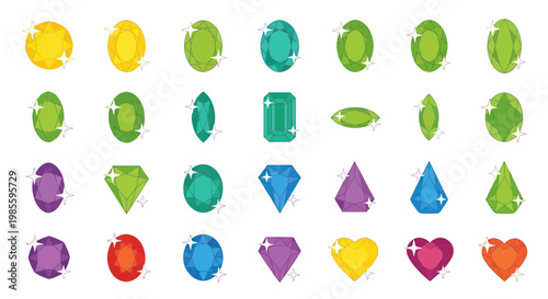 Vibrant Gemstones Collection: Assorted Cuts and Colors, Sparkling Jewels