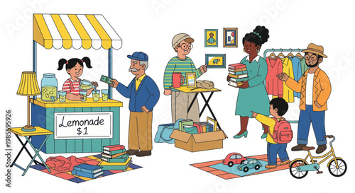 Children's Lemonade Stand and Neighborhood Garage Sale with Books and Toys