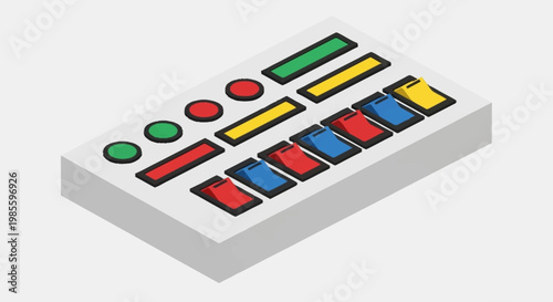 Isometric colorful control panel interface.