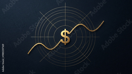 Rising Dollar Symbol with Financial Growth Curve on Dark Background, Economic Trend Concept