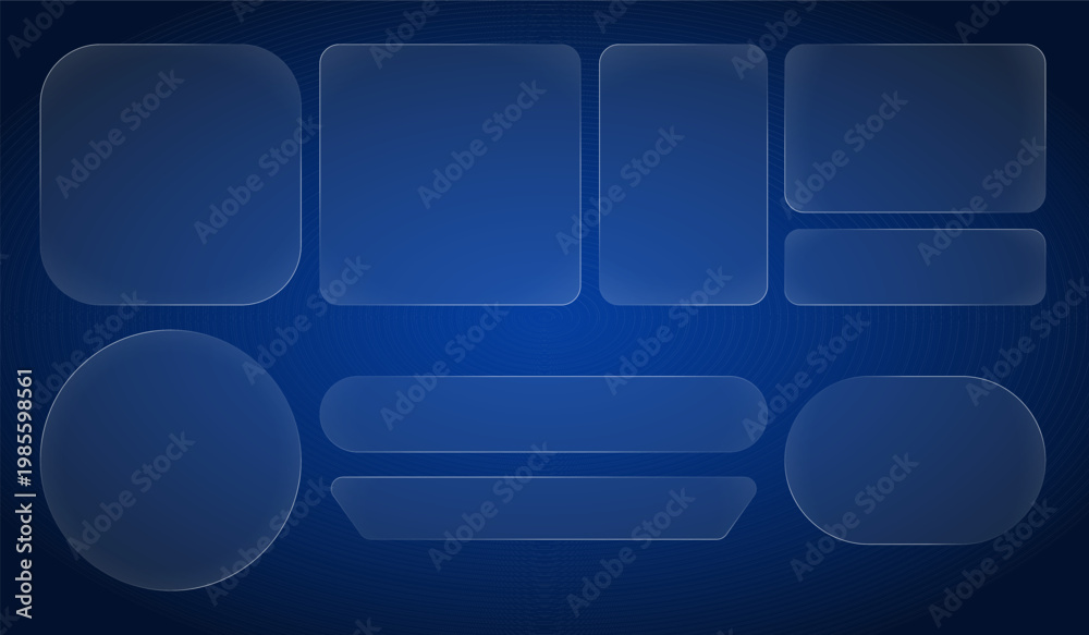 Fotografie Glass elements on dark background for ui design collection