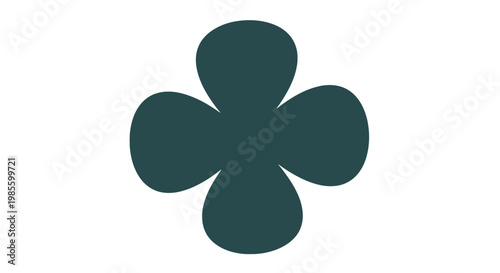 Schilderij op canvas Dark Green Four Leaf Clover Icon.