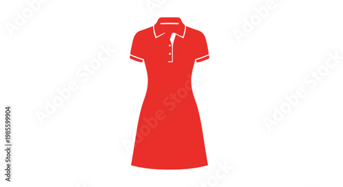 Red Womens Golf Dress with White Trim.