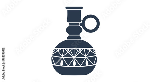 Decorative Dark Blue Glass Bottle Illustration.