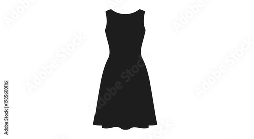 Black Sleeveless Knee Length Dress Front View.