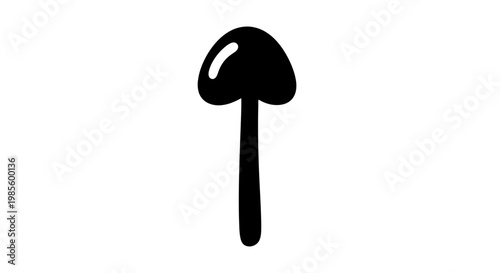 Black Mushroom Silhouette Illustration on White.