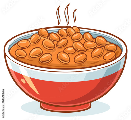 Illustration of Hot Beans in a Bowl Ready to Eat for a Healthy Meal or Side Dish