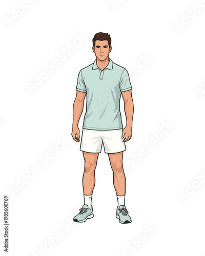Flat style illustration, man with tennis sport outfit