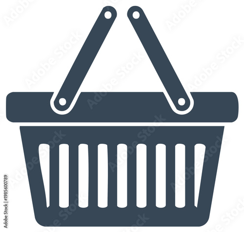 Simple Dark Blue Shopping Basket Illustration for Retail or Commerce Needs